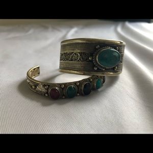 Turquoise rock bracelet set